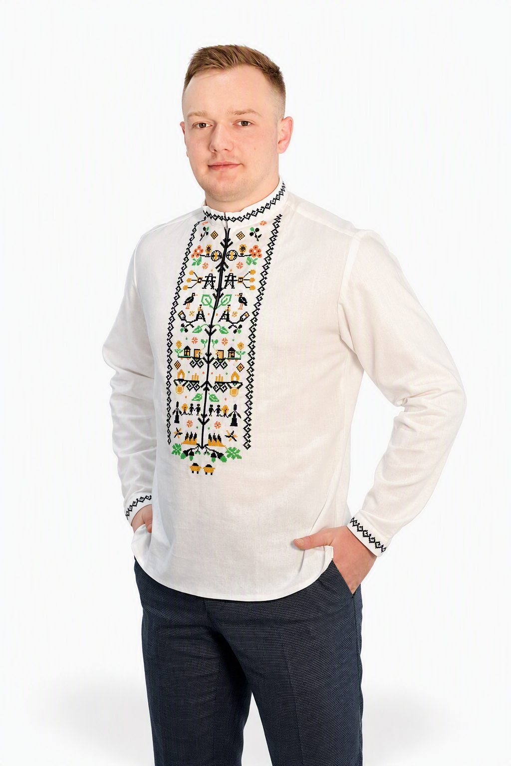 Men's embroidered shirt, white (2)